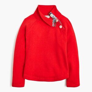 Like New J. Crew Girls button-neck pullover with Tartan Accent Sz XL
